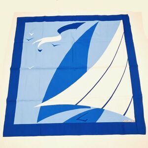 Vintage Norma Dori‎ Square Scarf Nautical Sailboat Boat Bird Italy Blue White